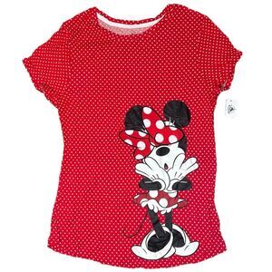 Disney Parks  T-Shirt WMNS M Minnie Mouse Polka Dot Top Bow‎ Ears Classic
